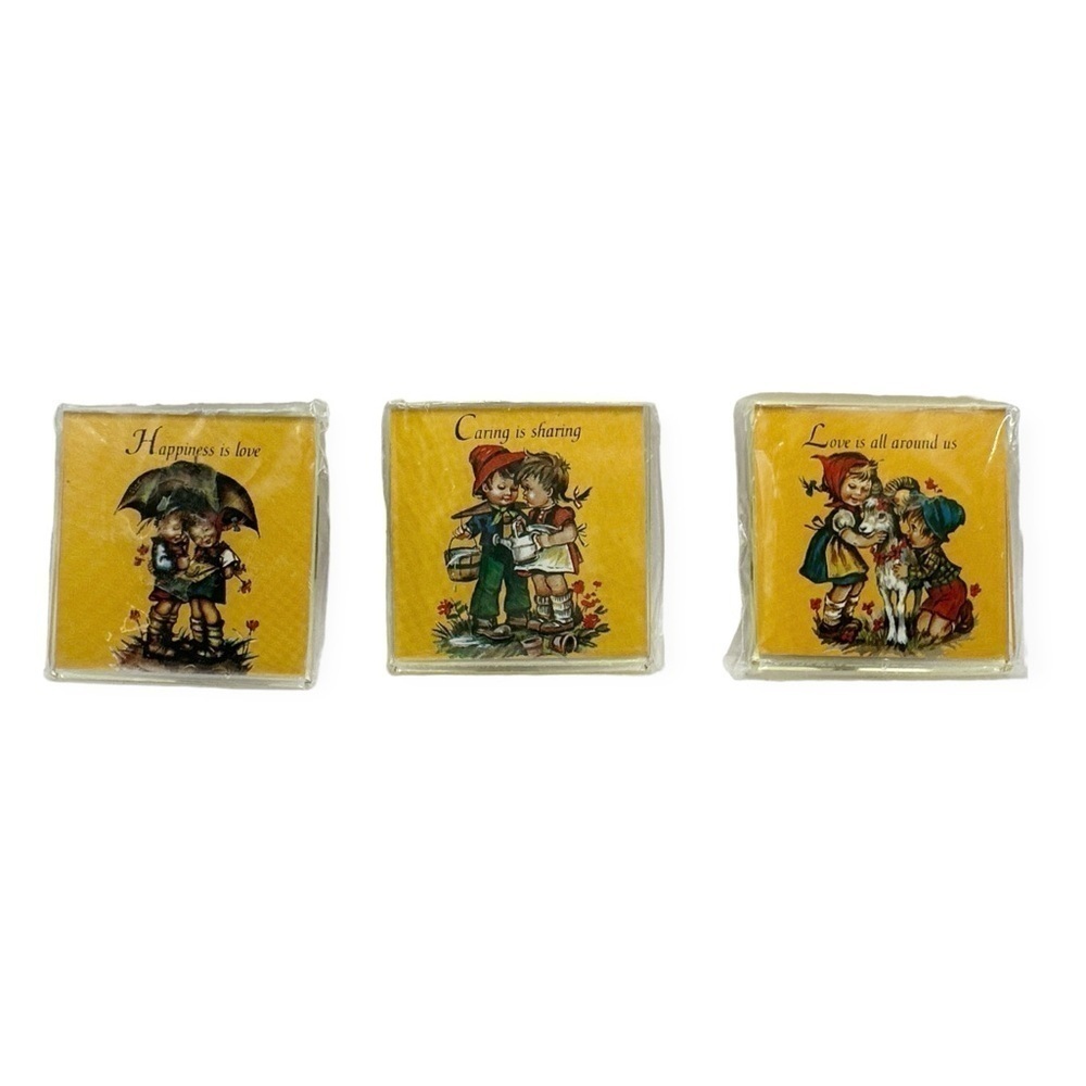Vintage Little Sweethearts Refrigerator Lucite Magnets Set of 3 New Sealed